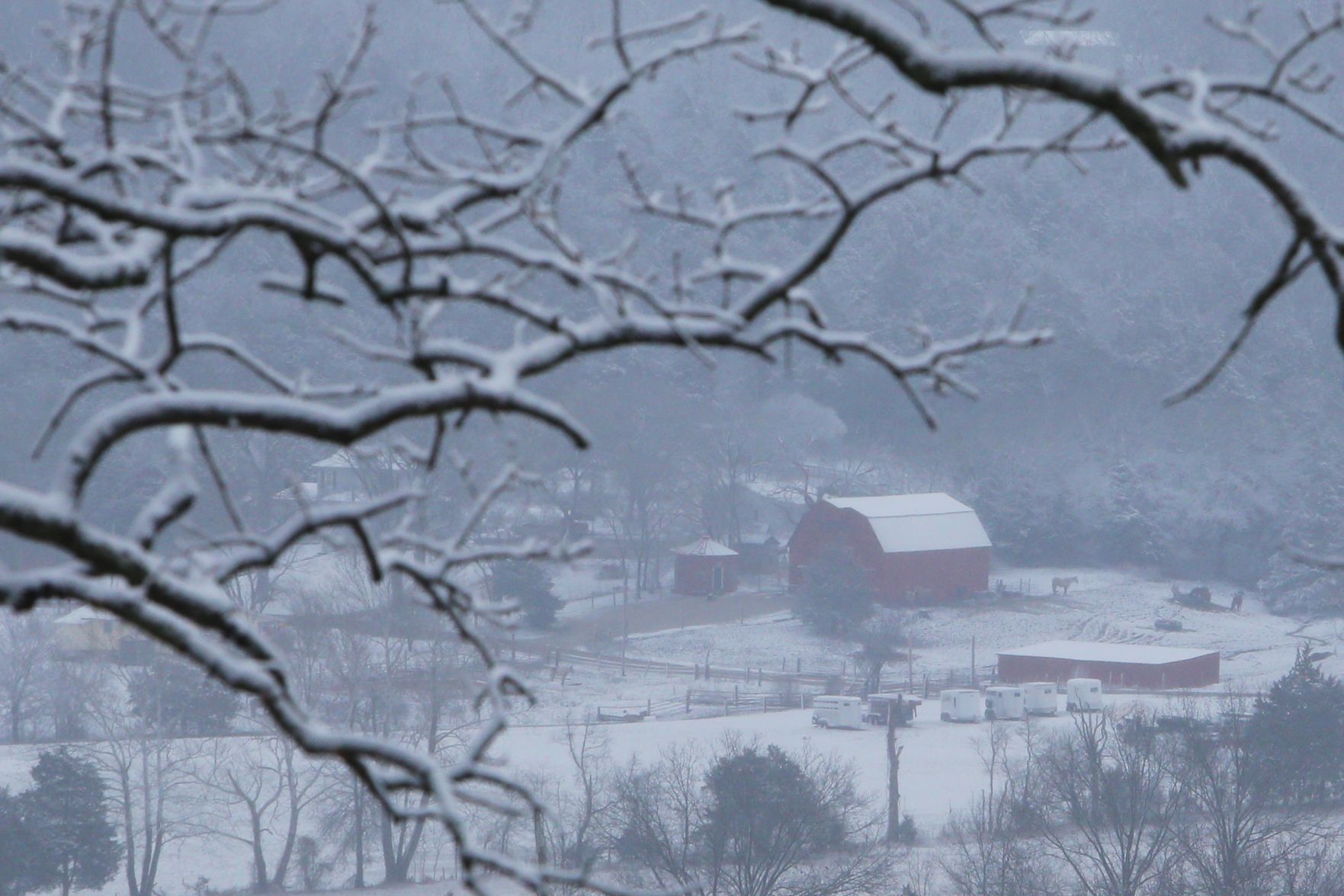 Snow covers the Big River valley.